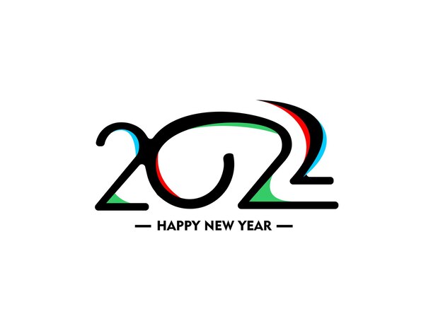 Feliz año nuevo 2022 golpeteo de diseño de tipografía de texto, ilustración vectorial.