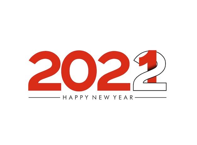 Feliz año nuevo 2022 golpeteo de diseño de tipografía de texto, ilustración vectorial.