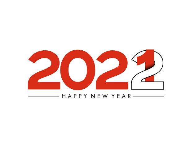 Feliz año nuevo 2022 golpeteo de diseño de tipografía de texto, ilustración vectorial.