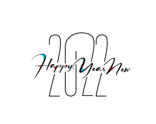 Feliz año nuevo 2022 golpeteo de diseño de tipografía de texto, ilustración vectorial.