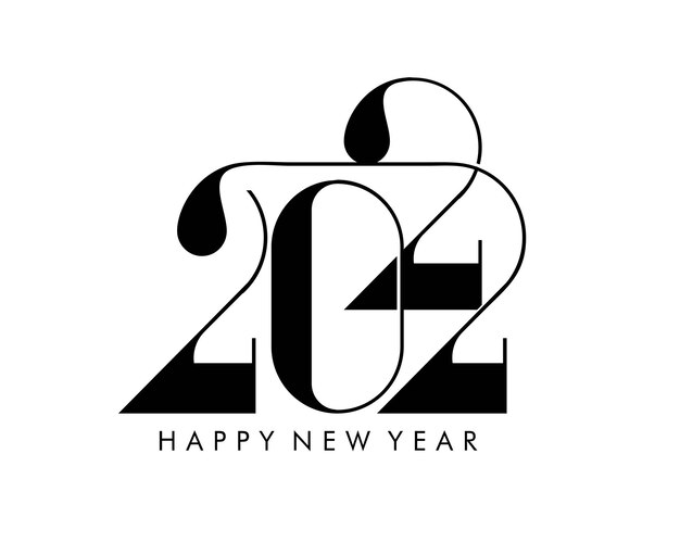 Feliz año nuevo 2022 golpeteo de diseño de tipografía de texto, ilustración vectorial.