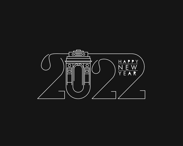Feliz año nuevo 2022 golpeteo de diseño de tipografía de texto, ilustración vectorial.