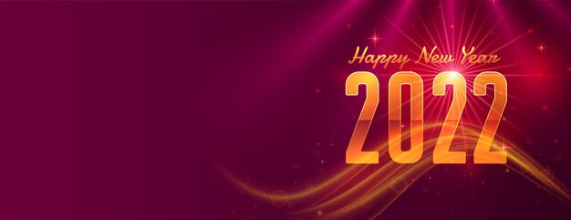 Feliz año nuevo 2022 ilustración banner de efecto de luz brillante