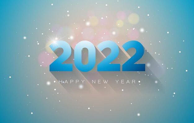 Feliz año nuevo 2022 ilustración con número sobre fondo brillante Vector diseño de vacaciones de Navidad