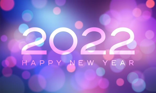 Vector gratuito feliz año nuevo 2022 con números en el fondo bokeh