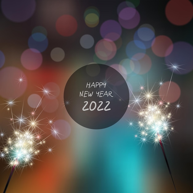 Feliz año nuevo 2022 sobre fondo de fuegos artificiales