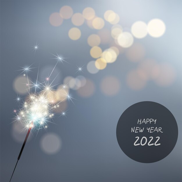 Feliz año nuevo 2022 sobre fondo de fuegos artificiales
