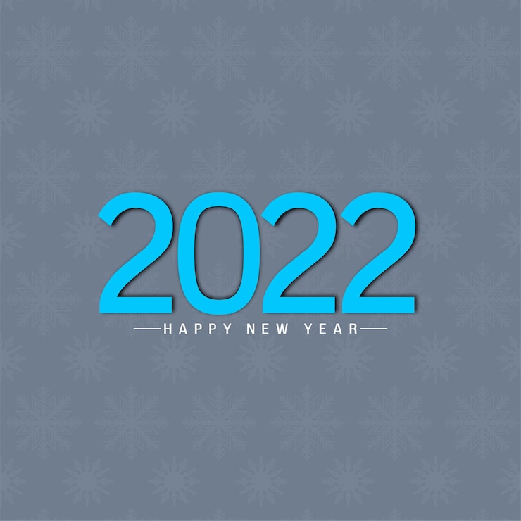Vector gratuito feliz año nuevo 2022 texto azul en vector de fondo de copos de nieve