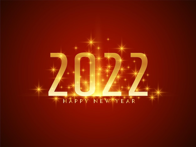 Feliz año nuevo 2022 texto dorado brilla vector de diseño de fondo
