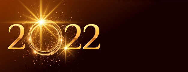 Feliz año nuevo 2022 texto dorado con destellos brillantes y efecto de luz