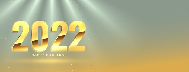 Feliz año nuevo 2022 texto dorado con efecto de luz puntual