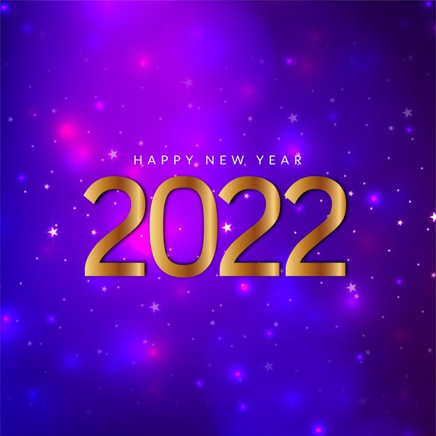 Feliz año nuevo 2022 texto dorado sobre fondo violeta