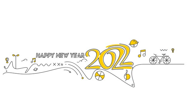 Feliz año nuevo 2022 texto con patrón de diseño mundial de viajes, ilustración vectorial.