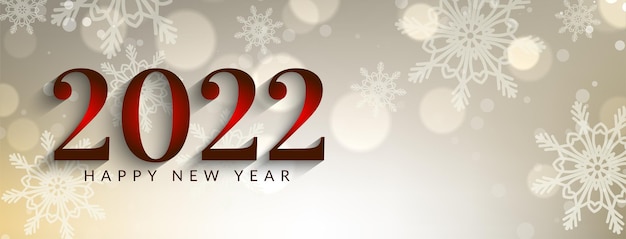 Feliz año nuevo 2022 vector de diseño de banner moderno bokeh