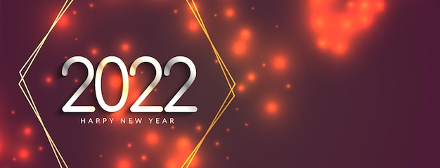 Feliz año nuevo 2022 vector de diseño de banner moderno brillante