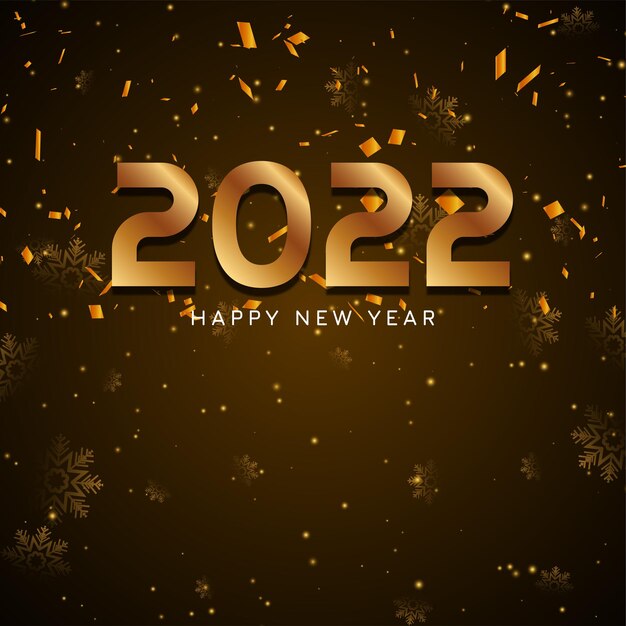 Feliz año nuevo 2022 vector de fondo de confeti dorado