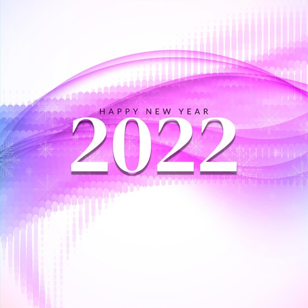 Feliz año nuevo 2022 vector de fondo ondulado de color púrpura