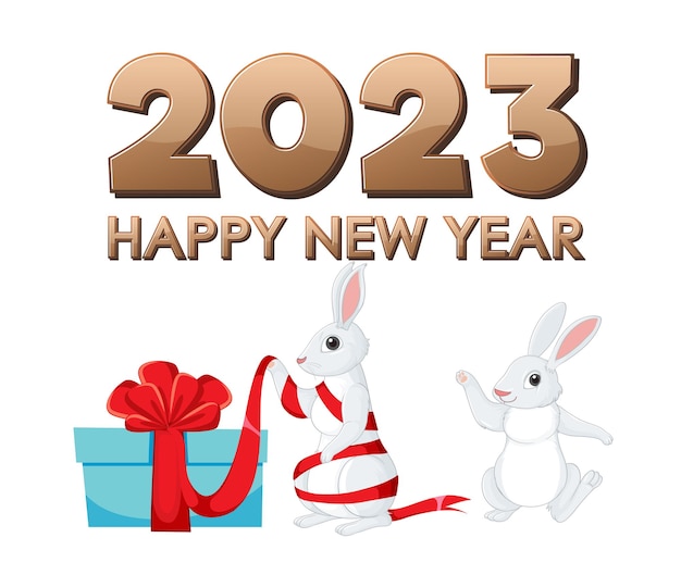 Vector gratuito feliz año nuevo 2023 año del conejo