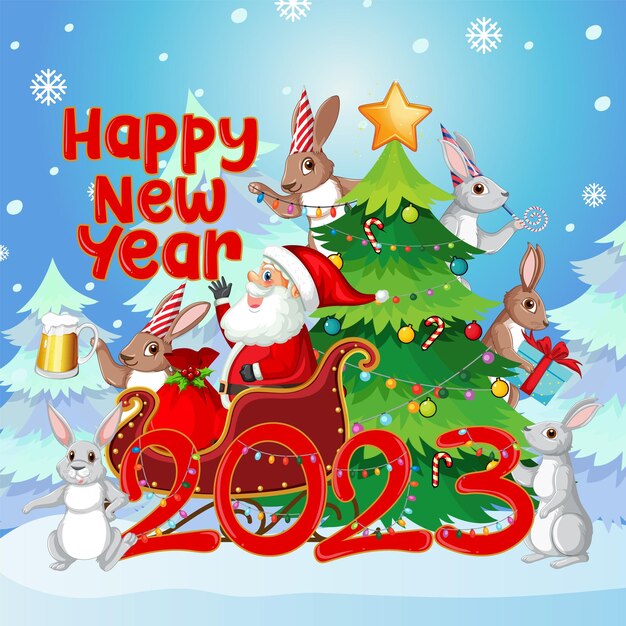 Feliz Año Nuevo 2023 Banner en tema de Navidad