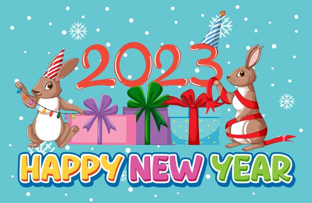 Feliz Año Nuevo 2023 Banner en tema de Navidad
