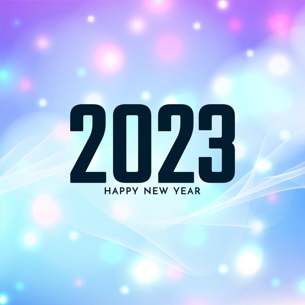Feliz año nuevo 2023 colorido diseño de fondo brillante