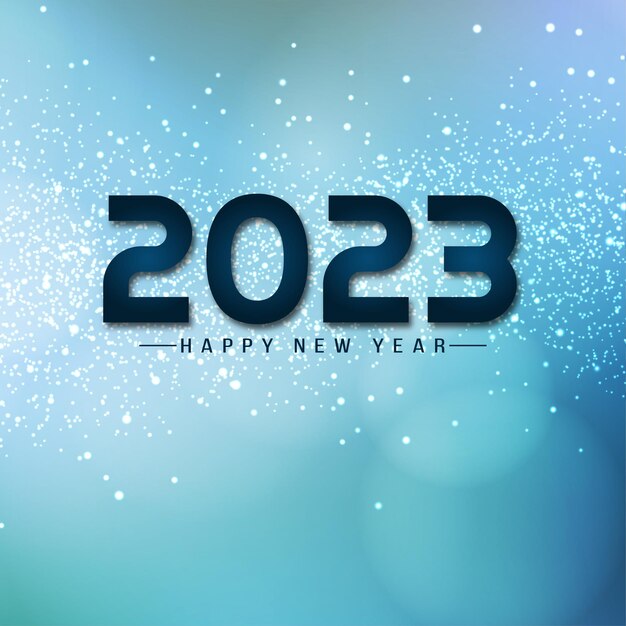 Feliz año nuevo 2023 diseño de fondo de brillos azules