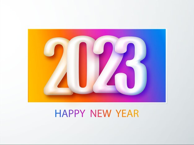 Feliz año nuevo 2023 diseño de portada de portada Feliz año nuevo 2023 diseño de texto vector Creative 2023 diseño de logotipo Concepto tarjeta de vacaciones cartel banner Arte vectorial moderno