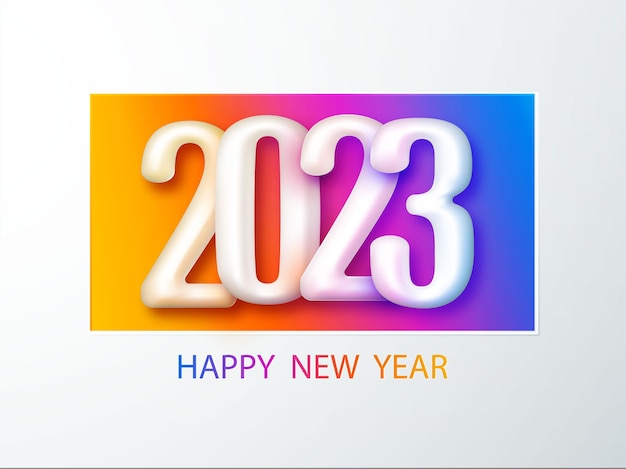 Feliz año nuevo 2023 diseño de portada de portada Feliz año nuevo 2023 diseño de texto vector Creative 2023 diseño de logotipo Concepto tarjeta de vacaciones cartel banner Arte vectorial moderno