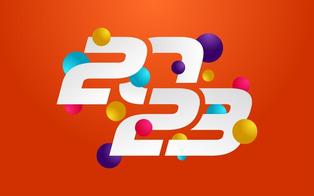 Feliz año nuevo 2023 diseño de texto para folleto diseño plantilla tarjeta banner ilustración vectorial
