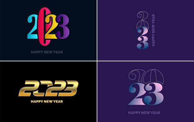 Feliz Año Nuevo 2023 diseño de texto Portada del diario de negocios para 2023 con deseos Diseño de folleto plantilla tarjeta banner Año Nuevo Ilustración vectorial