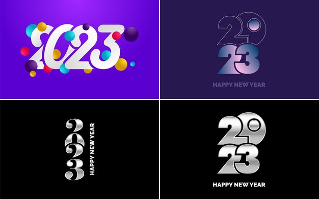 Feliz Año Nuevo 2023 diseño de texto Portada del diario de negocios para 2023 con deseos Diseño de folleto plantilla tarjeta banner Año Nuevo Ilustración vectorial