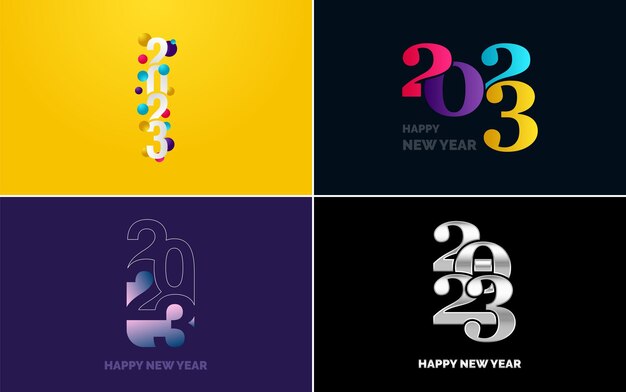 Feliz Año Nuevo 2023 diseño de texto Portada del diario de negocios para 2023 con deseos Diseño de folleto plantilla tarjeta banner Año Nuevo Ilustración vectorial