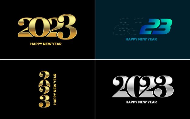 Feliz Año Nuevo 2023 diseño de texto Portada del diario de negocios para 2023 con deseos Diseño de folleto plantilla tarjeta banner Año Nuevo Ilustración vectorial