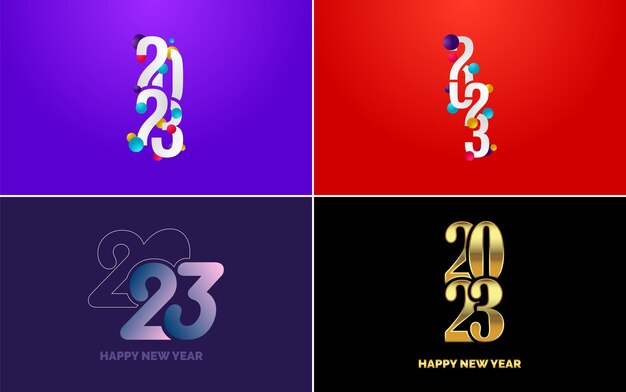 Feliz Año Nuevo 2023 diseño de texto Portada del diario de negocios para 2023 con deseos Diseño de folleto plantilla tarjeta banner Año Nuevo Ilustración vectorial
