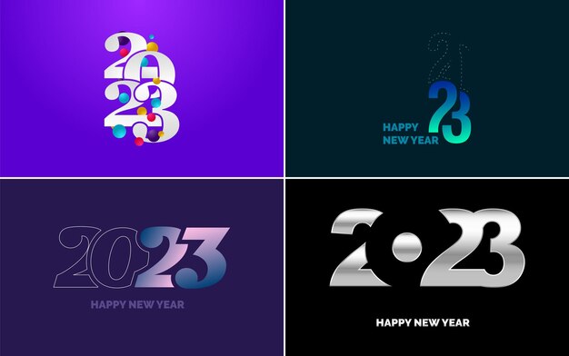 Feliz Año Nuevo 2023 diseño de texto Portada del diario de negocios para 2023 con deseos Diseño de folleto plantilla tarjeta banner Año Nuevo Ilustración vectorial