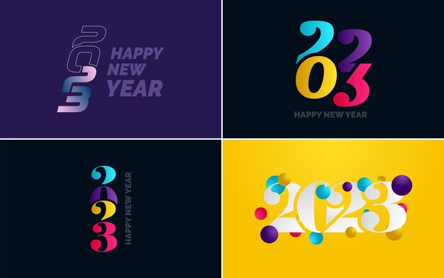 Feliz Año Nuevo 2023 diseño de texto Portada del diario de negocios para 2023 con deseos Diseño de folleto plantilla tarjeta banner Año Nuevo Ilustración vectorial