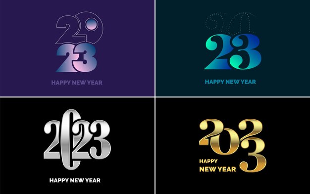 Feliz Año Nuevo 2023 diseño de texto Portada del diario de negocios para 2023 con deseos Diseño de folleto plantilla tarjeta banner Año Nuevo Ilustración vectorial