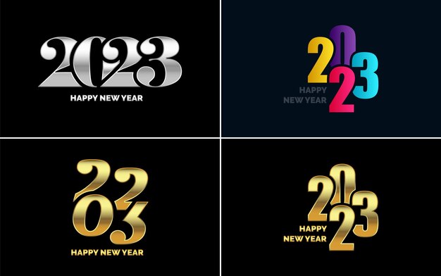 Feliz Año Nuevo 2023 diseño de texto Portada del diario de negocios para 2023 con deseos Diseño de folleto plantilla tarjeta banner Año Nuevo Ilustración vectorial