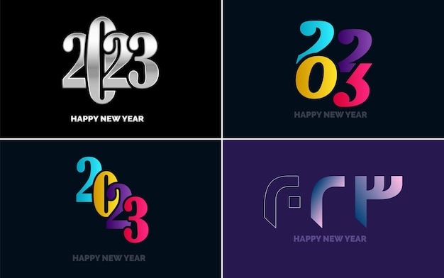 Feliz Año Nuevo 2023 diseño de texto Portada del diario de negocios para 2023 con deseos Diseño de folleto plantilla tarjeta banner Año Nuevo Ilustración vectorial