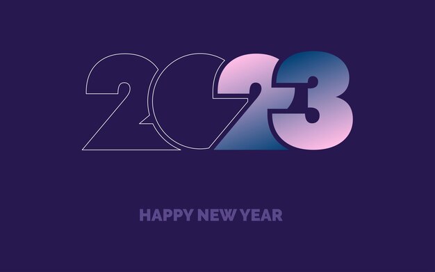 Feliz año nuevo 2023 diseño de texto Portada del diario de negocios para 2023 con deseos Diseño de folleto plantilla tarjeta banner Ilustración vectorial
