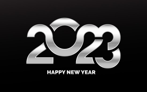Feliz año nuevo 2023 diseño de texto Portada del diario de negocios para 2023 con deseos Diseño de folleto plantilla tarjeta banner Ilustración vectorial