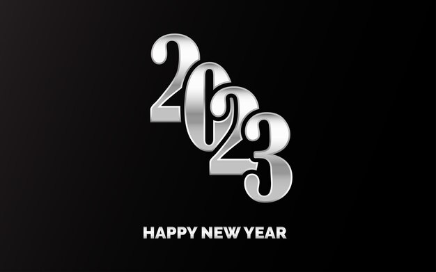 Feliz año nuevo 2023 diseño de texto Portada del diario de negocios para 2023 con deseos Diseño de folleto plantilla tarjeta banner Ilustración vectorial