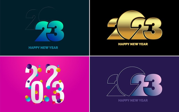 Vector gratuito feliz año nuevo 2023 diseño de texto