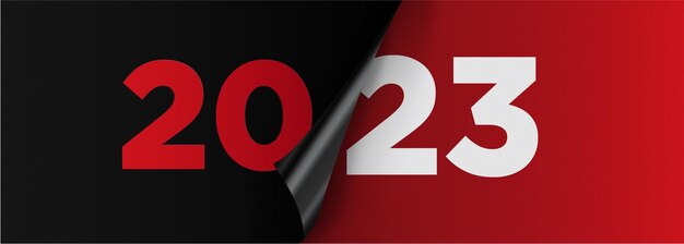 feliz año nuevo 2023 fondo de banner con efecto de página de papel