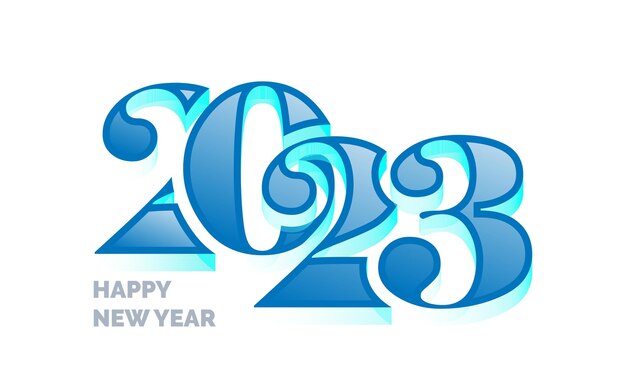 Feliz año nuevo 2023 Fondo blanco Diseño de logotipo de texto