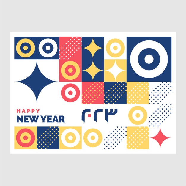 Feliz año nuevo 2023 Fondo geométrico mosaico Ilustración vectorial