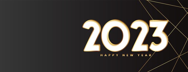Feliz año nuevo 2023 fondo de pantalla de vacaciones con líneas doradas