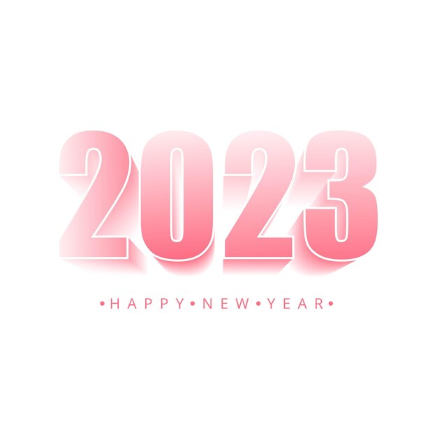 Feliz año nuevo 2023 tarjeta de vacaciones con fondo blanco.