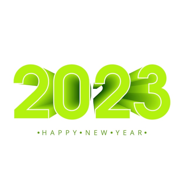 Feliz año nuevo 2023 tarjeta de vacaciones con fondo blanco.
