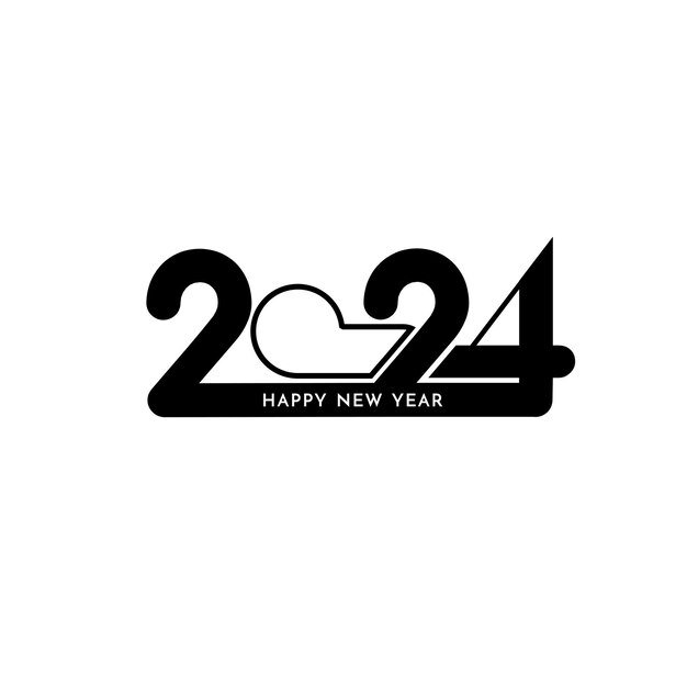 Feliz año nuevo 2024 diseño de texto creativo vector de fondo blanco